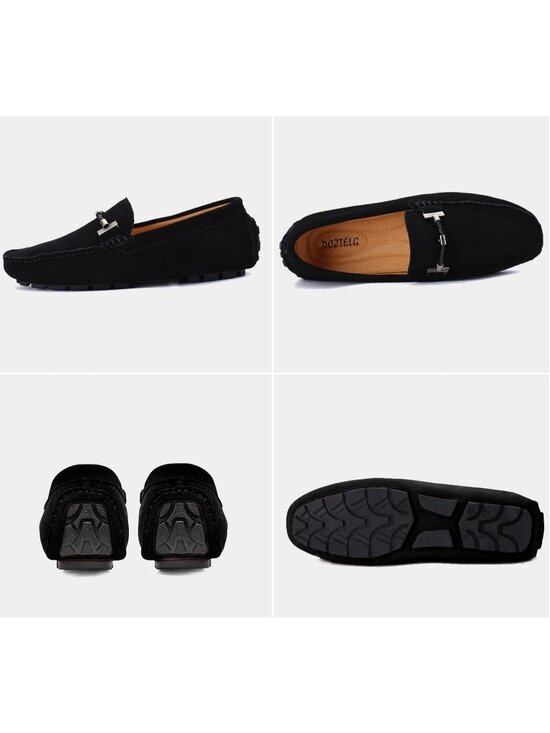 DCZTELG Men\'s Black Suede Calf Leather Penny Loafer Slip On Party Comfort Shoes main image 5